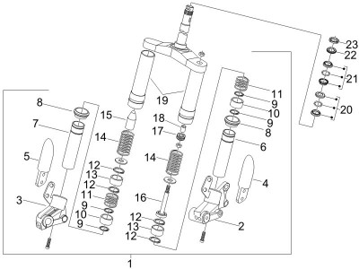 Πιρούνι/μπουκάλα συστήματος διεύθυνσης - Συγκρότημα ποτηριών
